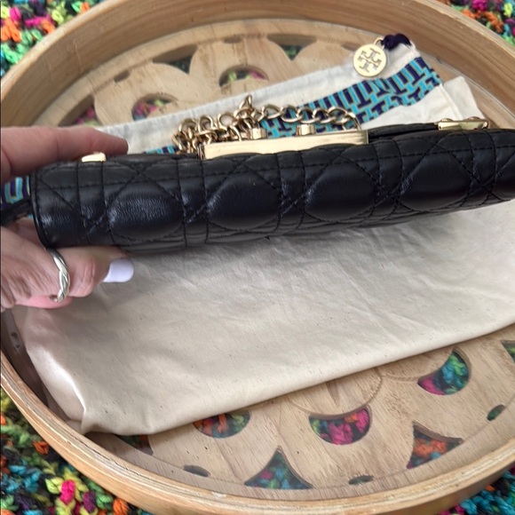 Tory Burch Black and Gold Quilted Clutch Vintage With Dust Bag - Picture 12 of 12